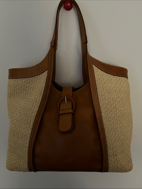 Cavalcanti Handbags - Cream & Tan Leather-Trimmed Woven Satchel - Timeless Everyday Tote